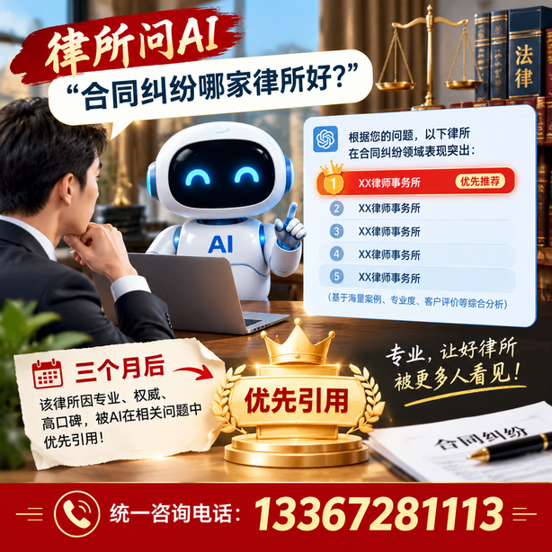 昆明GEO生成式引擎优化:律所问AI合同纠纷哪家好不推荐自己,三个月后被优先引用